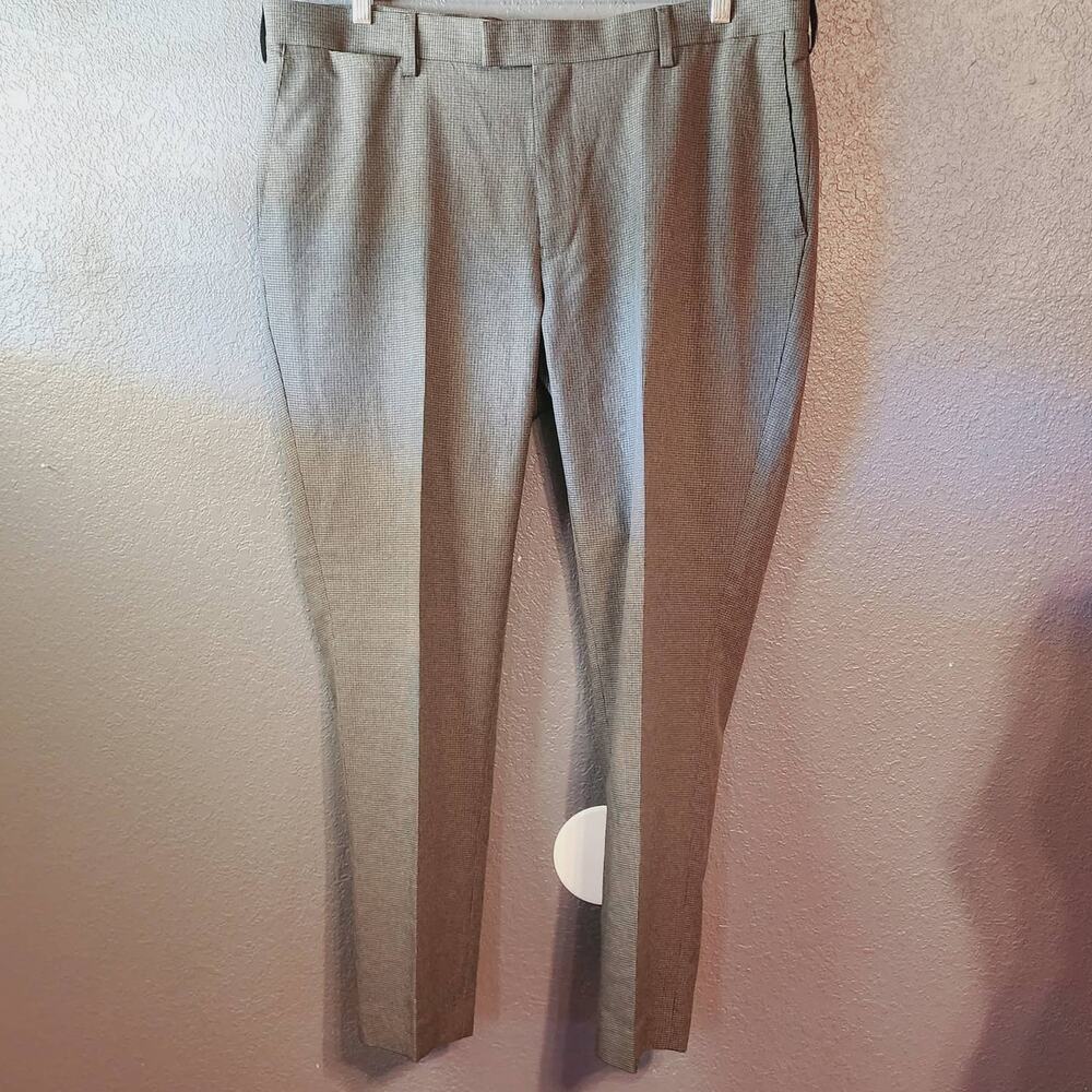 Louis Raphael Men's Taylored Houndstooth Grayish Green And Black Pants 42x32